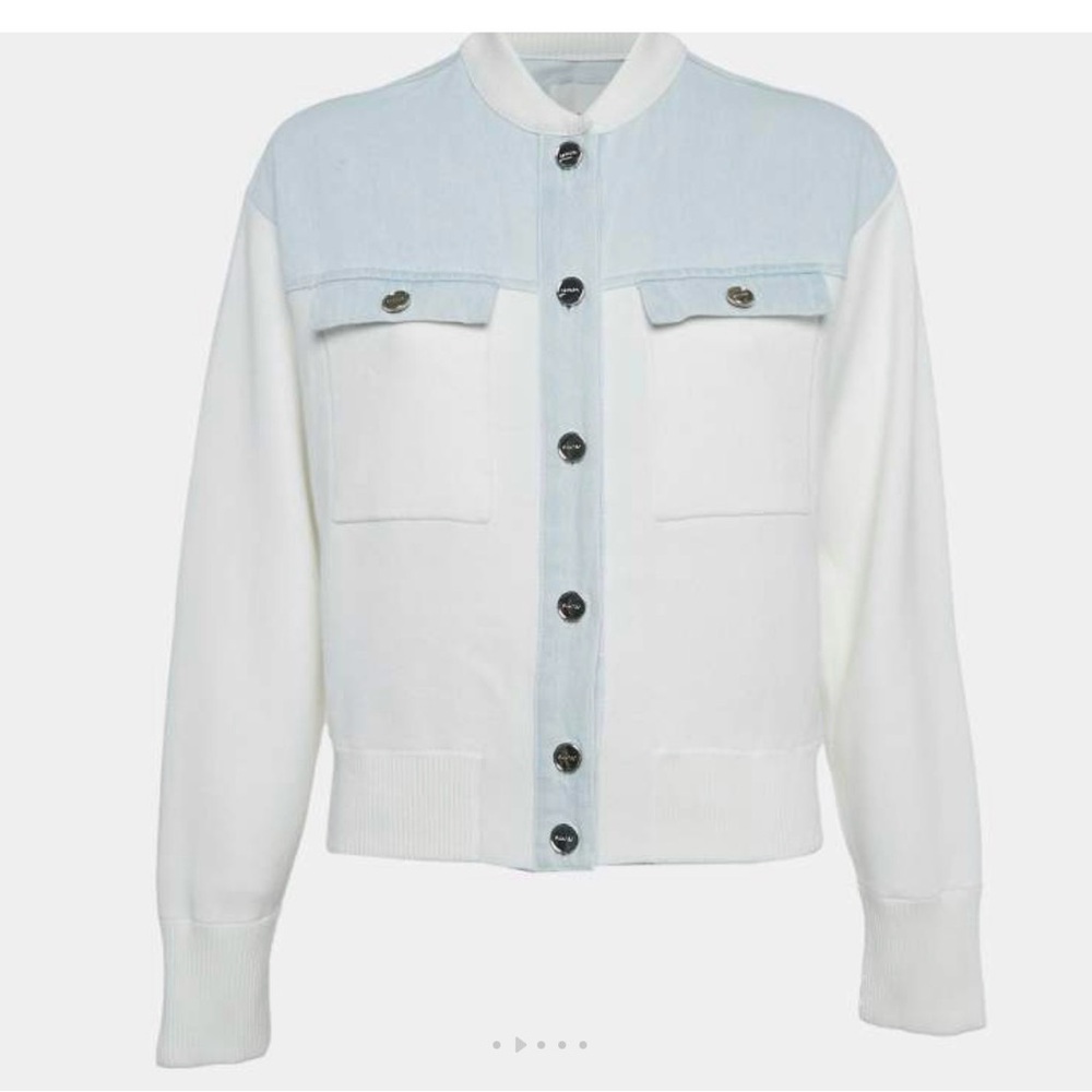 NWT Sandro Denim Panelled Knit Bomber Jacket
